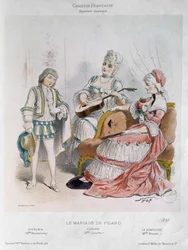 Mademoiselle Reichemberg als Cherubin, Mademoiselle Croizette als Suzanne und Mademoiselle Broisat als Gräfin in 
